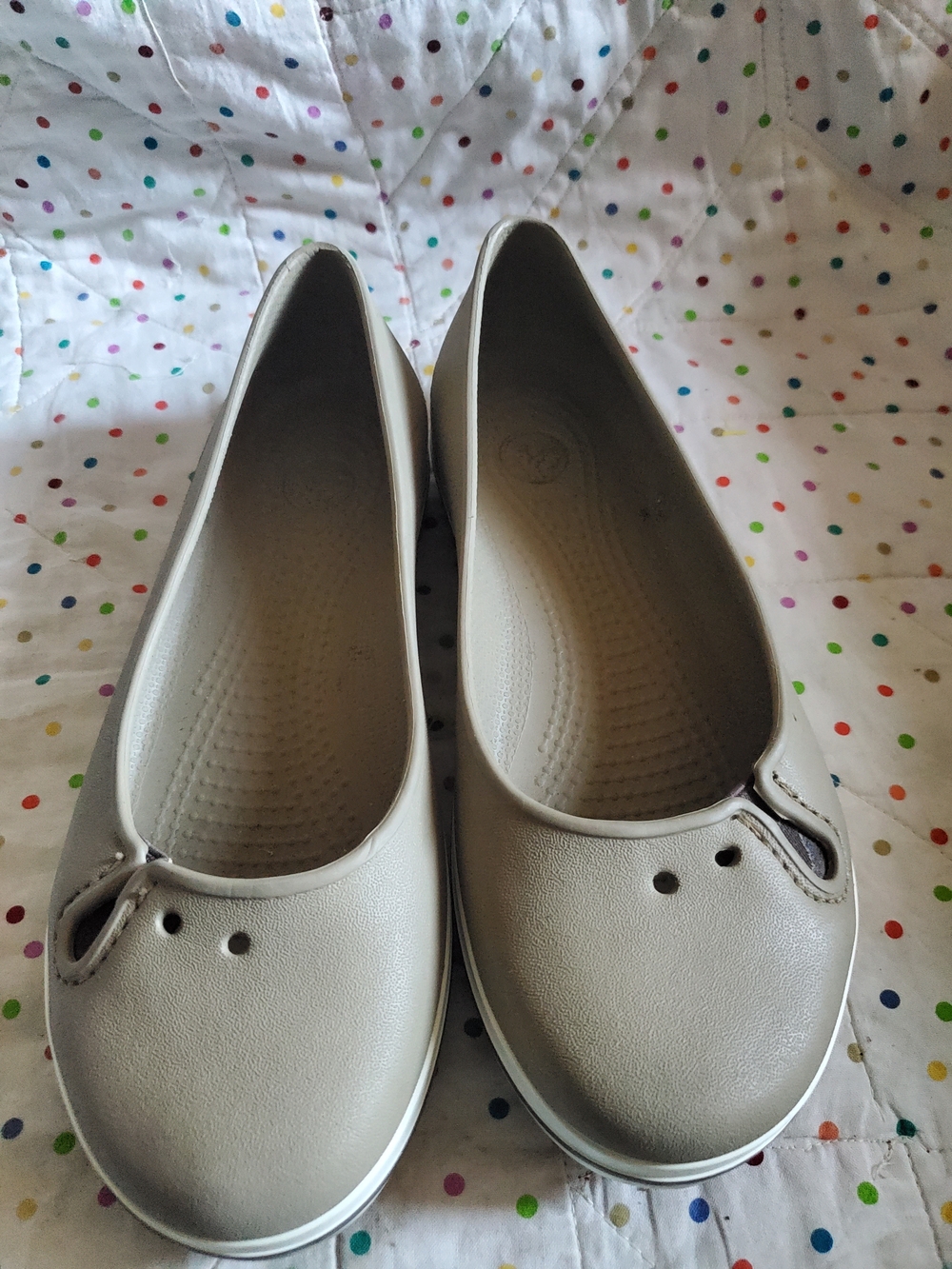 Crocs Women’s Cream Ballet Flats — Comfortable Everyday Slip-Ons
